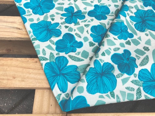 tkanina bawełniana BIO 133g turkusowa herbaciarnia sklep Alternative Textiles