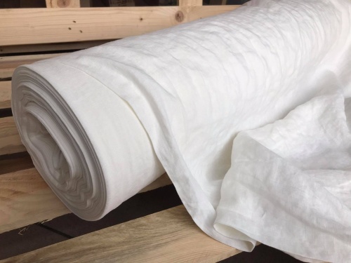 DEADSTOCK Len, tkanina lniana na pościel stonewashed 245 cm, biel 3/4, 165g/m2 (kupon o dł 55 cm)