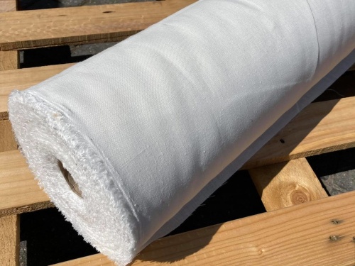 DEADSTOCK  len, naturalna tkanina lniana, 175g, biel 3/4, szerokość 150 cm (kupon o dł 150 cm)