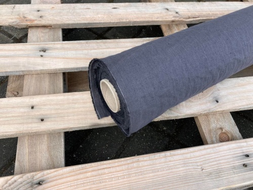 tkanina lniana, litewski len 100% LENAJ, stalowy grafit, 205g (cena za 0,5m)