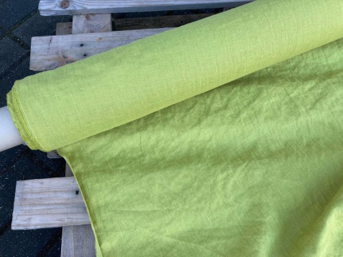 tkanina lniana, litewski len 100%, LENAJ, cytrynowo linomonkowy, 205g (cena za 0,5m)