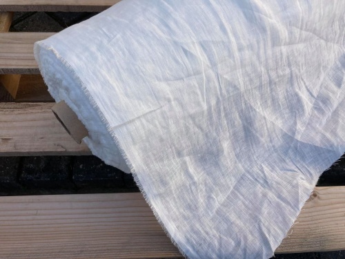 tkanina lniana z Białorusi, blen, 130g stonewashed biel 3/4