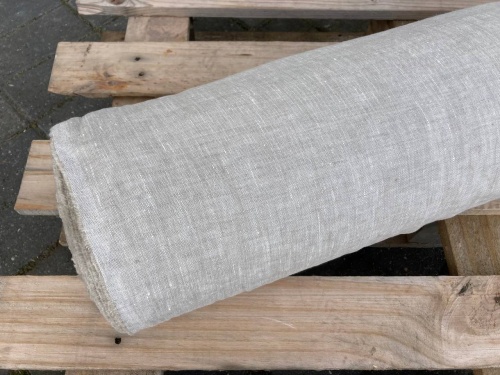 DEADSTOCK len, stare wykończenie, naturalna tkanina lniana - jasno szary melanż, 185g/m2 (kupon o dł 85 cm)