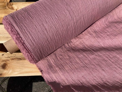 LEN KREPA kreszowana, naturalna tkanina lniana, antyczny róż 145g sklep alternative textiles