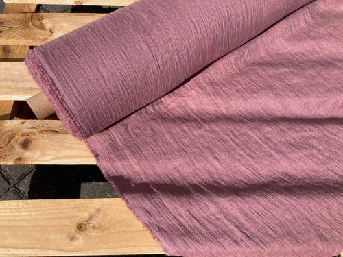 LEN KREPA kreszowana, naturalna tkanina lniana, antyczny róż 145g sklep alternative textiles