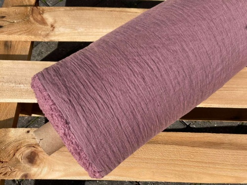 LEN KREPA kreszowana, naturalna tkanina lniana, antyczny róż 145g sklep alternative textiles