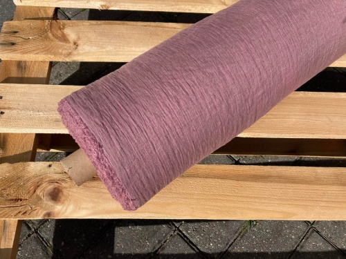 LEN KREPA kreszowana, naturalna tkanina lniana, antyczny róż 145g sklep alternative textiles