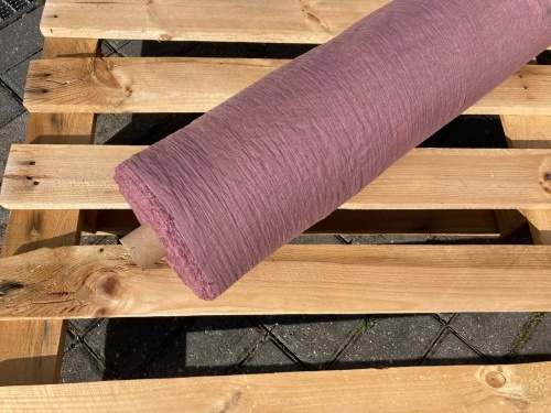 LEN KREPA kreszowana, naturalna tkanina lniana, antyczny róż 145g sklep alternative textiles