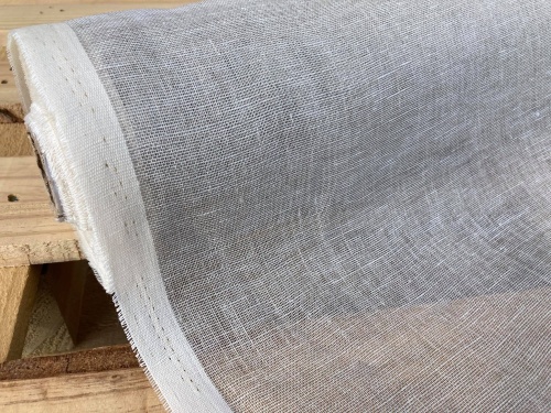 Len polski, siatka ażurowa, oatmeal sklep Alternative Textiles