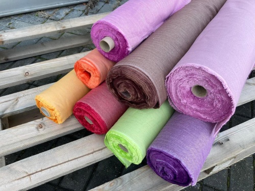 tkanina lniano bawełniana, jodełka, czerwona, sklep alternative textiles