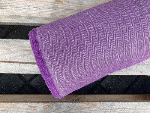 tkanina lniano bawełniana jodełka, fioletowy sklep alternative textiles