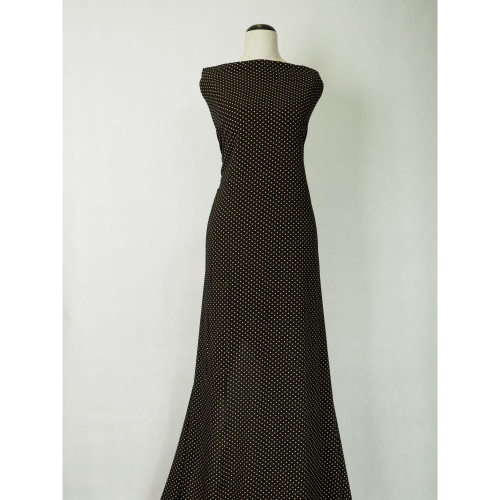 deadstock poliester, żółte kropki na czarnym - sklep Alternative Textiles