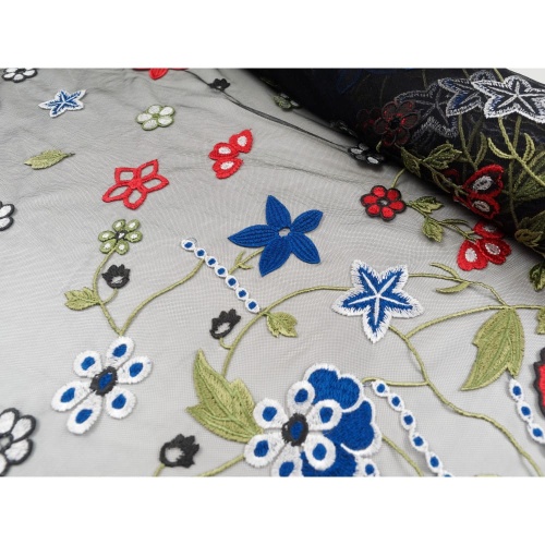 deadstock poliester - włoskie perełki siatka w kwiaty - sklep Alternative Textiles