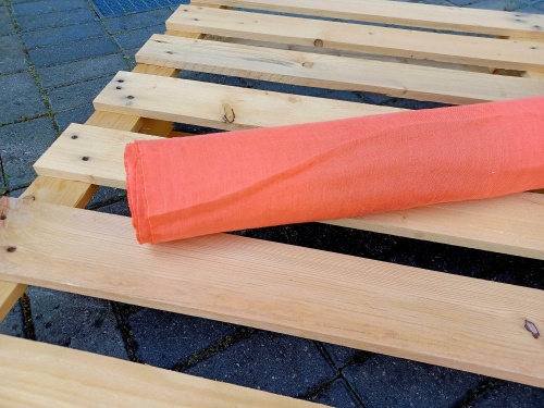 tkanina konopna w kolorze pomarańczowo koralowym, 154g  - sklep Alternative Textiles