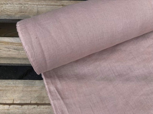 DEADSTOCK LEN naturalna tkanina lniana brudny róż, łososiowy 155g (dł 45 cm)