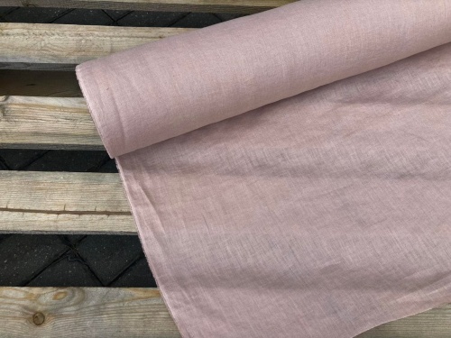 tkanina lniana brudny, łososiowy róż 155g, 100% len, sklep alternative textiles
