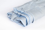 DEADSTOCK LEN, naturalna tkanina lniana, blue jeans melanż 154 g (kupon o dł 80 cm)