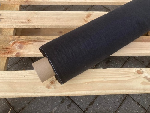 DEADSTOCK tkanina lniana, litewski len 100% LENAJ, czarny, 205g (kupon o dł 75 cm)