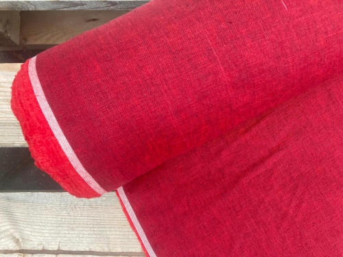 tkanina lniana intensywny, czerwony melanż sklep alternative textiles