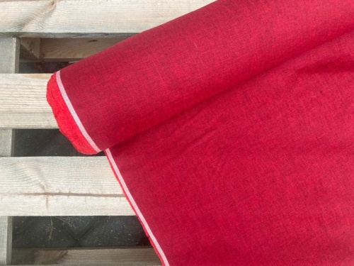 tkanina lniana intensywny, czerwony melanż sklep alternative textiles