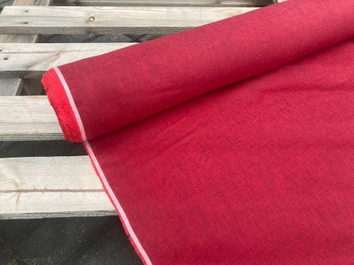 tkanina lniana intensywny, czerwony melanż sklep alternative textiles