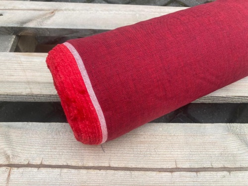 tkanina lniana intensywny, czerwony melanż sklep alternative textiles