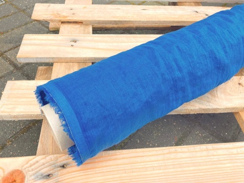 DEADSTOCK tkanina lniana, litewski len 100% LENAJ, modrak, 130g (kupon o dł 60 cm)