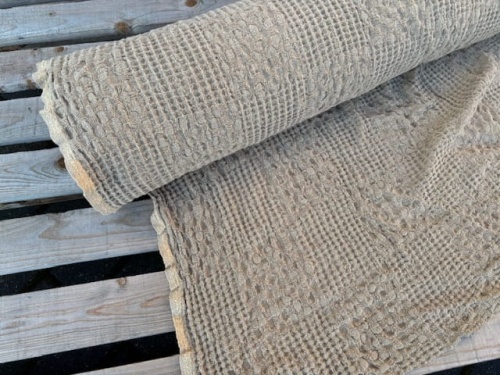 tkanina lniana, wafel ze wzorkiem jasny brudny beż - sklep Alternative Textiles.jpg