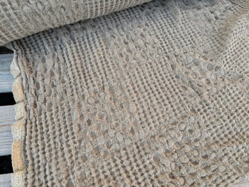 tkanina lniana, wafel ze wzorkiem jasny brudny beż - sklep Alternative Textiles.jpg