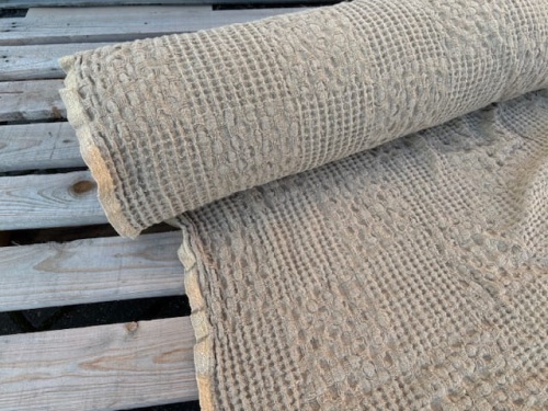 tkanina lniana, wafel ze wzorkiem jasny brudny beż - sklep Alternative Textiles.jpg