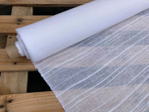 DEADSTOCK LEN, siatka ażurowa firanowa biel optyczna 110g (kupon o dł 190 cm)