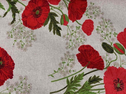 tkanina lniano bawełniana, maki 265g sklep alternative textiles