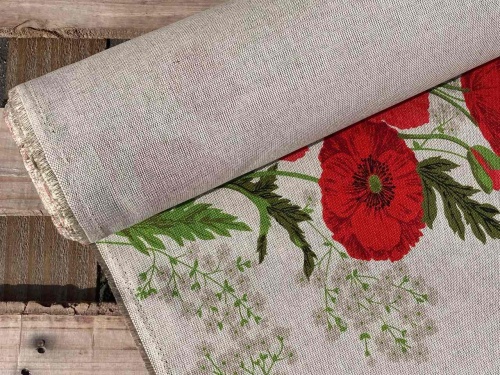 tkanina lniano bawełniana, maki 265g sklep alternative textiles