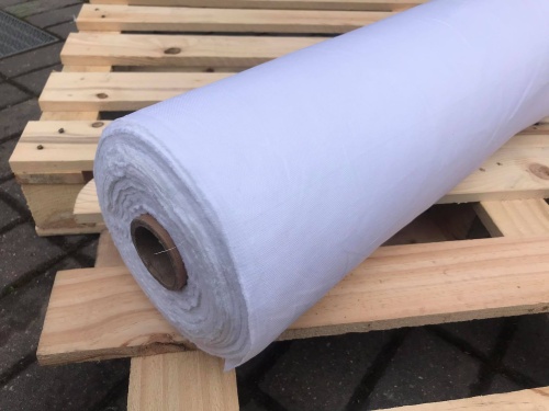 DEADSTOCK Tkanina bawełniano - lniana w kolorze bieli optycznej 130g  splot koszykowy (kupon o dł 140cm)