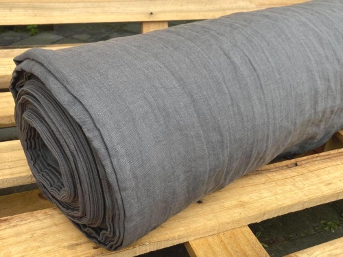 Len, tkanina lniana na pościel stonewashed 245 cm, ciemny szary, 165g/m2 (cena za 0,5m)
