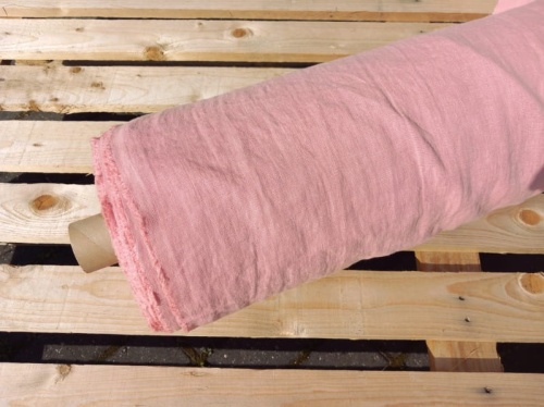 Blen, len - tkanina lniana na pościel stonewashed 245 cm, RÓŻ, 165g/m2 (cena za 0,5m) 