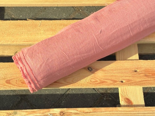 tkanina lniana, litewski len 100% LENAJ, RÓŻOWO ŁOSOSIOWY 205g (cena za 0,5m) 