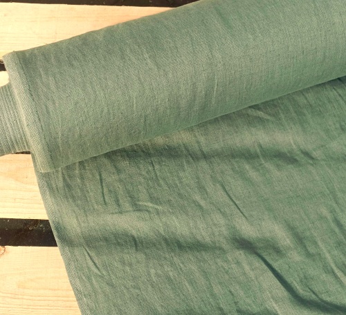 Len, naturalna tkanina lniana, khaki 230g  (cena za 0,5m)
