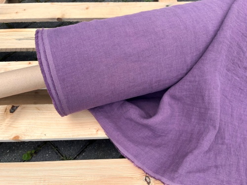 Len, tkanina lniana POŚCIELOVA stonewashed, szerokość 280cm, jasna śliwka, 165g/m2 (cena za 0,5m) 