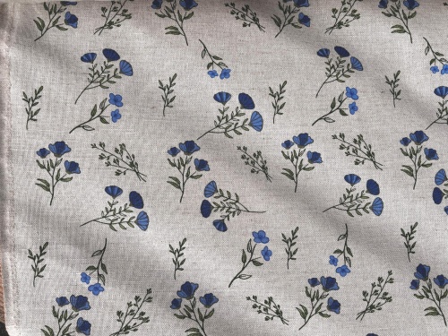 tkanina lniano-bawełniana 240g, małe chabry - sklep Alternative Textiles