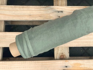 DEADSTOCK tkanina lniana, litewski len 100% LENAJ, jasne khaki, 130g (kupon 90/119 cm)
