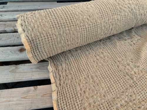 tkanina lniana, wafel ze wzorkiem jasny brudny beż - sklep Alternative Textiles.jpg