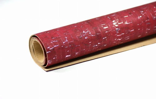tkanina z korka naturalnego - Corko bordo z malinowym złotem