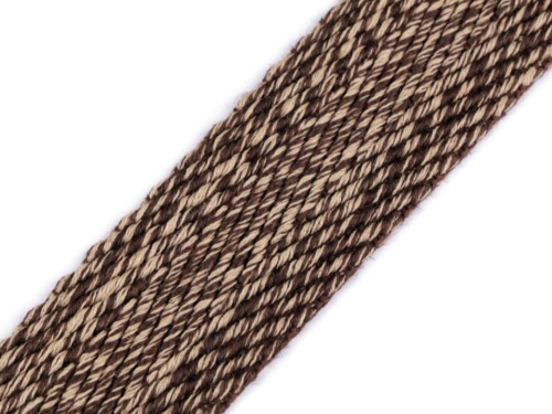 taśma bawełniano poliestrowa dwustronna, brązowo beżowa, 3,9 cm 